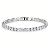 Tennis Bracelets for Women, Silver/Gold Plated 4mm Cubic Zirconia Bracelets Adjustable, Fashion Jewelry Non Tarnish Size 6.6 inch+1.5 inch Extender
