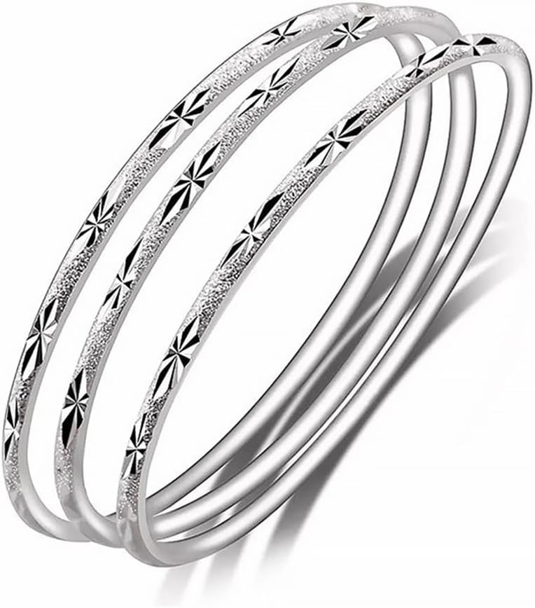 Sterling Silver Bangle Bracelets for Women,Fashion Jewelry Simple Adjustable 925 Silver Cuff Bangles for Women Mom Wife Valentine Mothers Day Gift