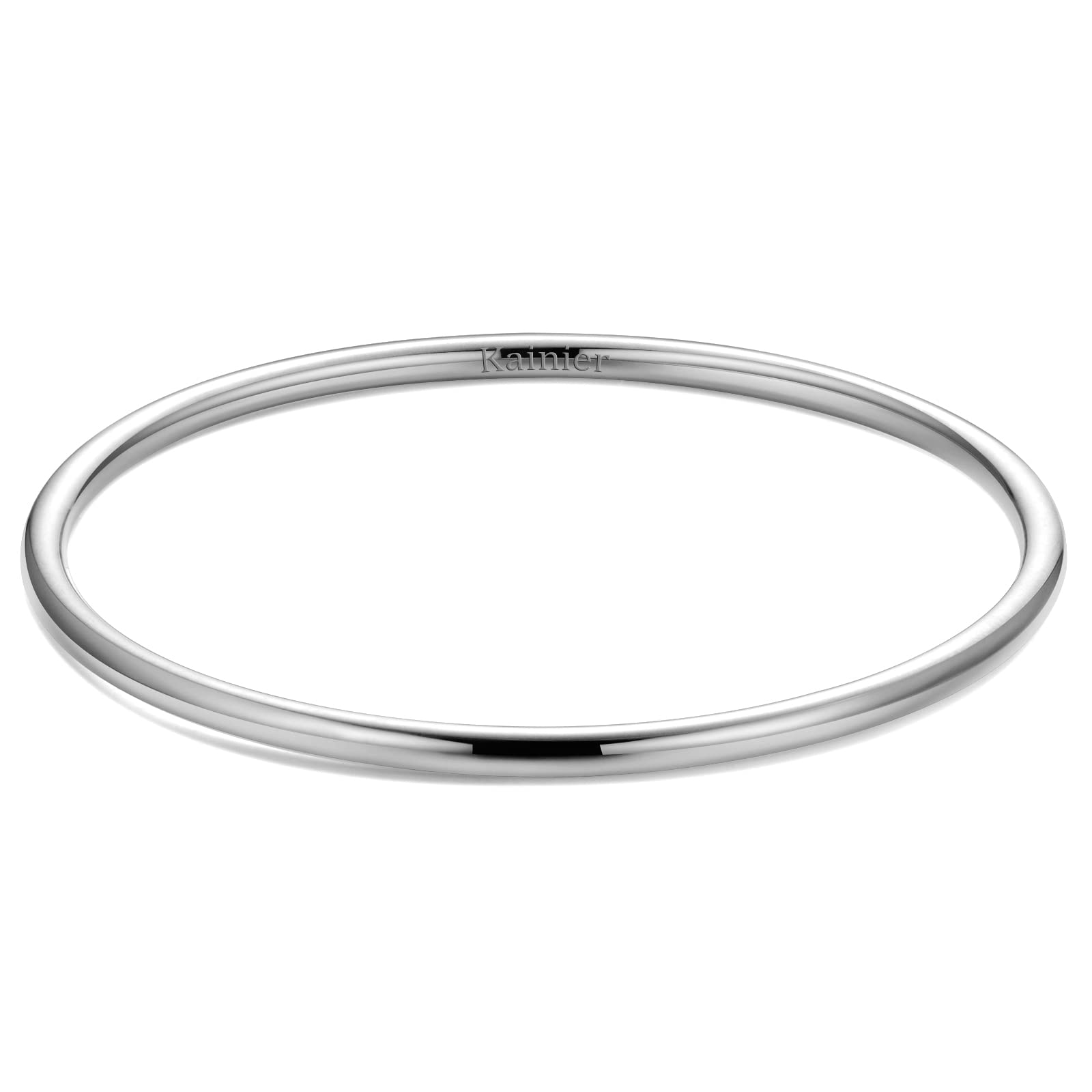 Kainier 3mm 14K Gold Plated Bracelet Stainless Steel Glossy Stackable Thin Round Bangle Bracelet for Women Solid Plain Polished Bracelet Best Gifts for Love