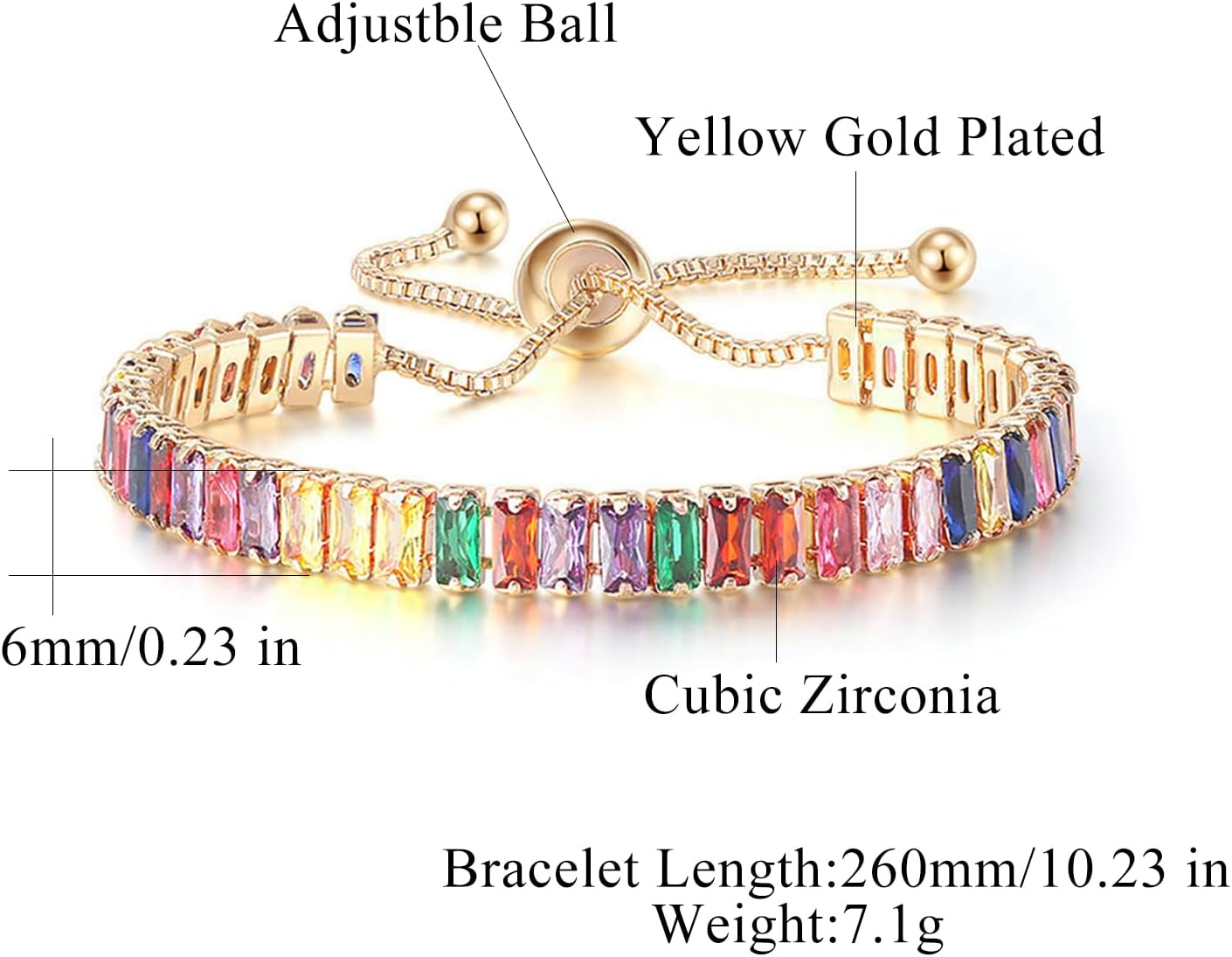 CiNily Adjustable Tennis Bracelets for Women Teen Cubic Zirconia Bracelet