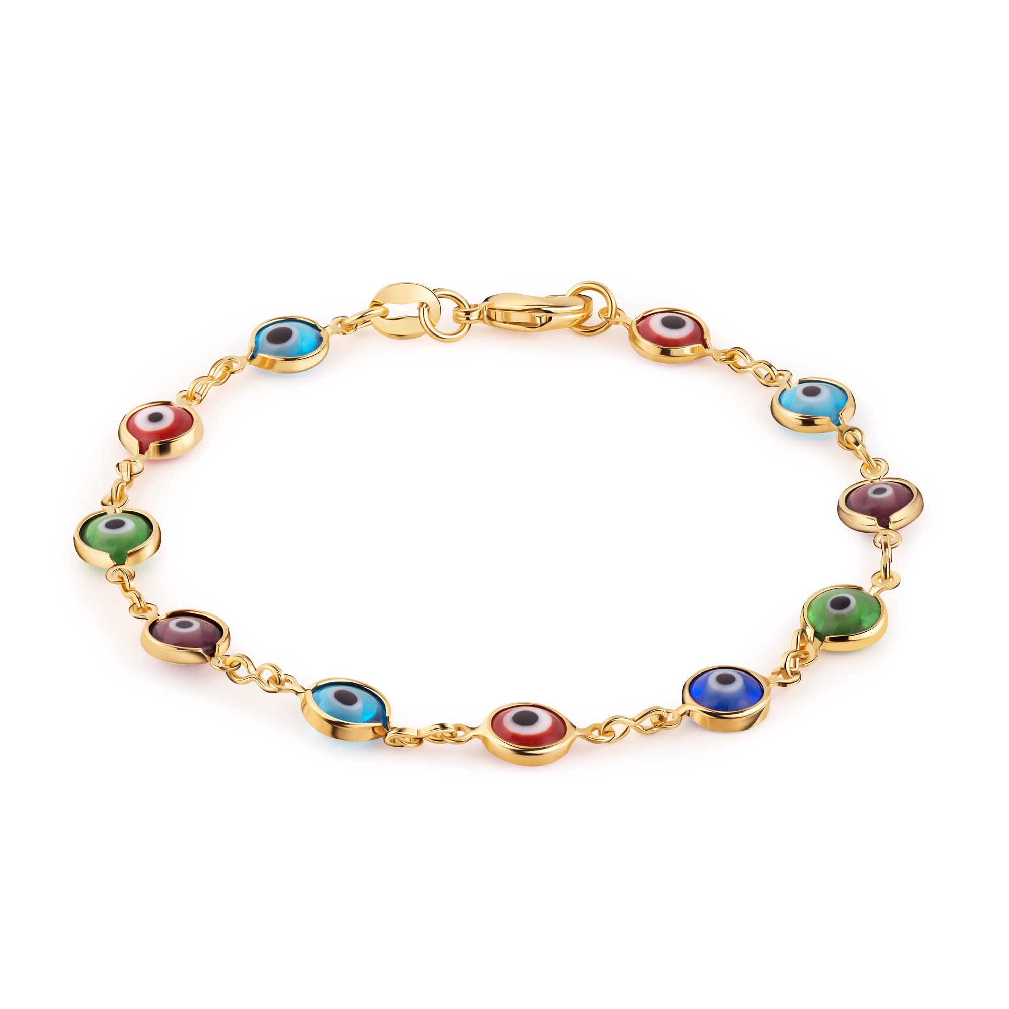 Barzel 18K Gold Plated Evil Eye Bracelet for Women - Made in Brazil