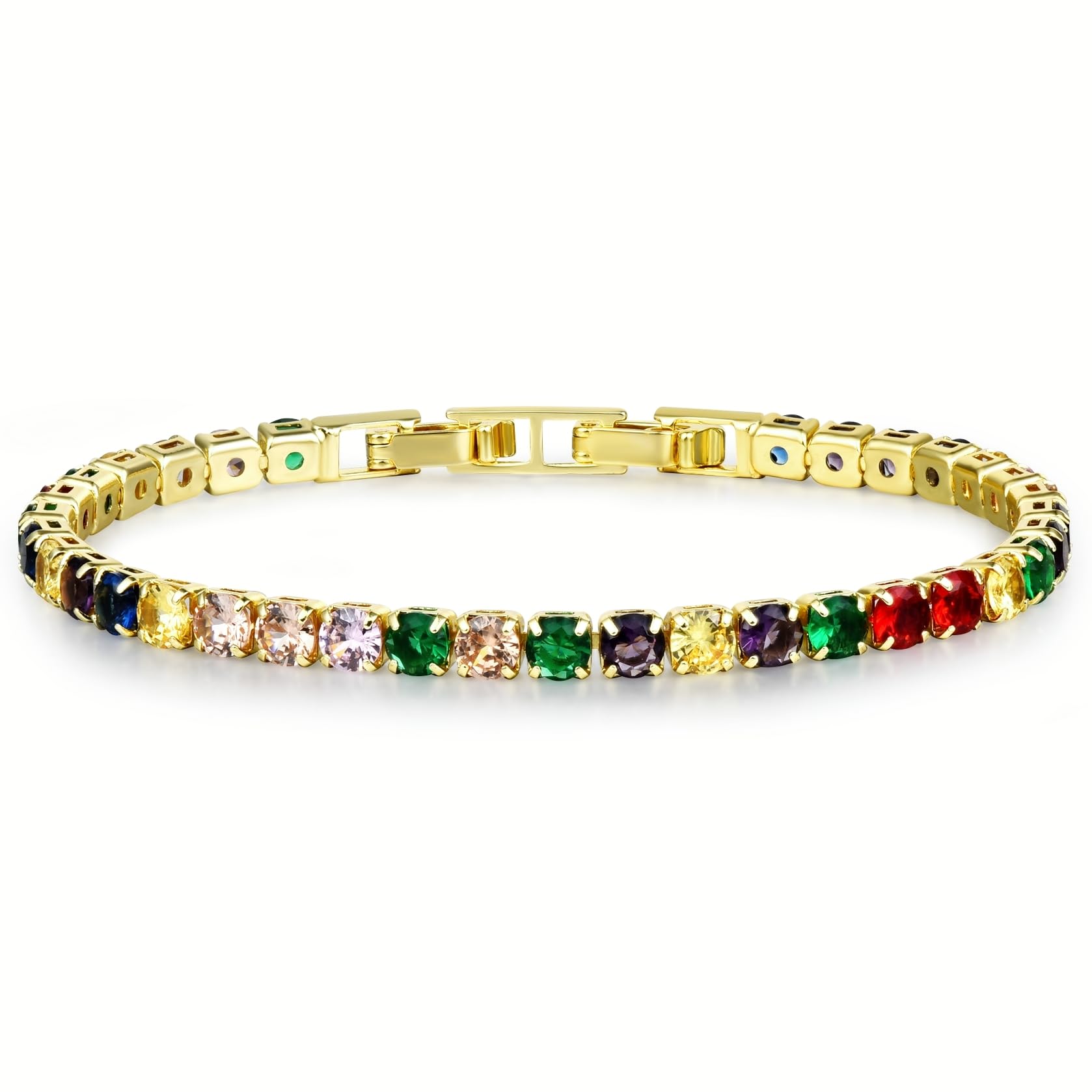 Tennis Bracelets for Women, Silver/Gold Plated 4mm Cubic Zirconia Bracelets Adjustable, Fashion Jewelry Non Tarnish Size 6.6 inch+1.5 inch Extender
