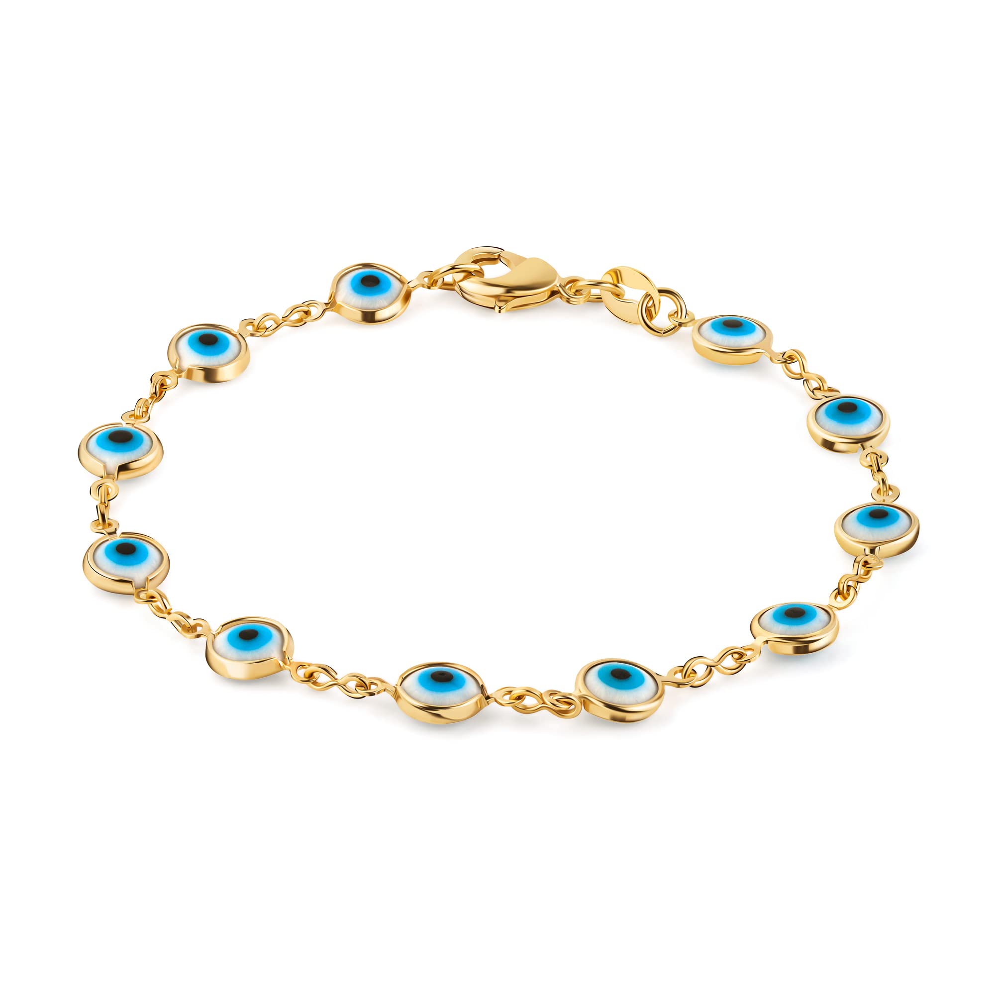 Barzel 18K Gold Plated Evil Eye Bracelet for Women - Made in Brazil
