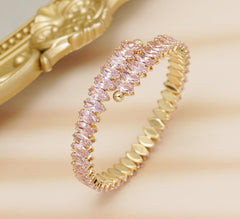 Rhinestone Cuff Bracelet Cubic Zirconia Tennis Bracelets Open Adjustable Elastic Bangle for Women