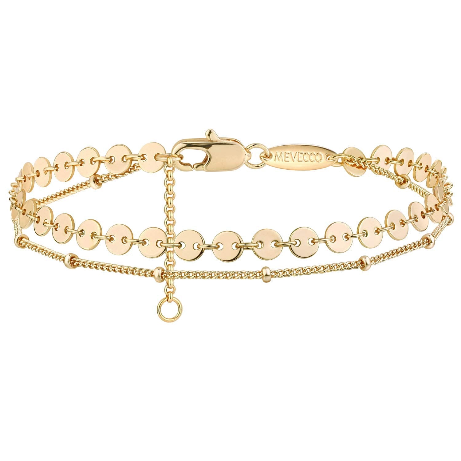MEVECCO Dainty Chain Bracelets for Women, Layered and Charm Styles