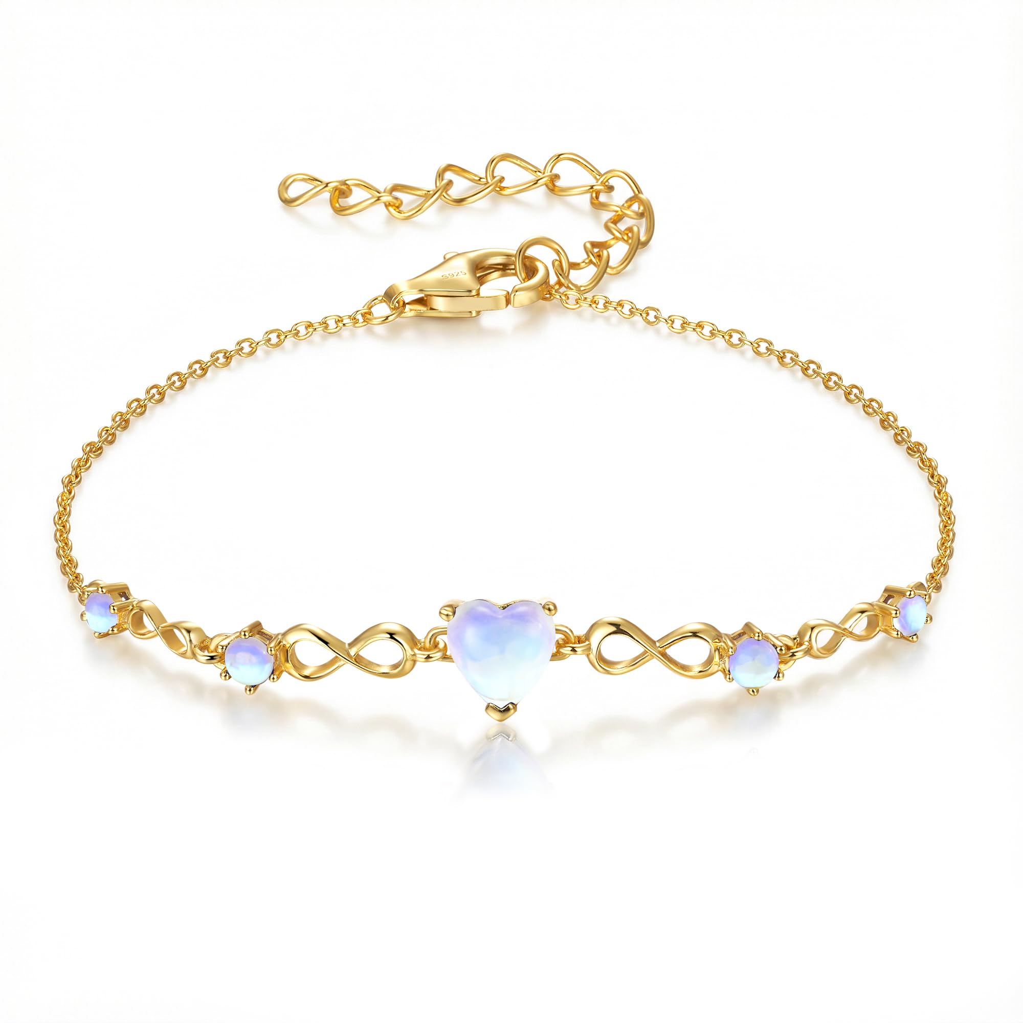 925 Sterling Silver Infinity Heart Birthstone Bracelets for Women
