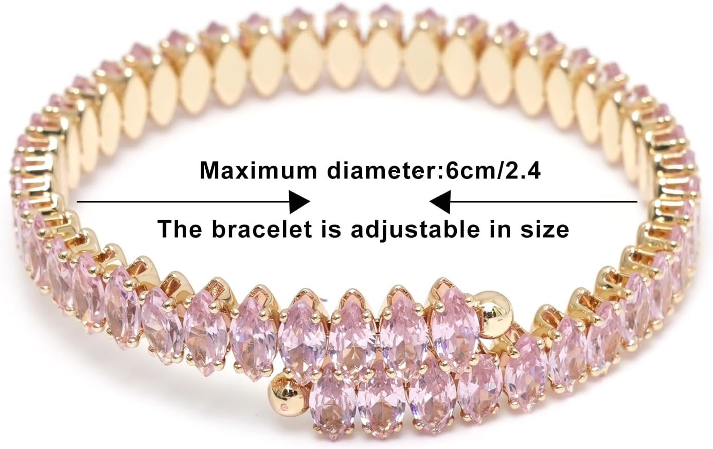 Rhinestone Cuff Bracelet Cubic Zirconia Tennis Bracelets Open Adjustable Elastic Bangle for Women