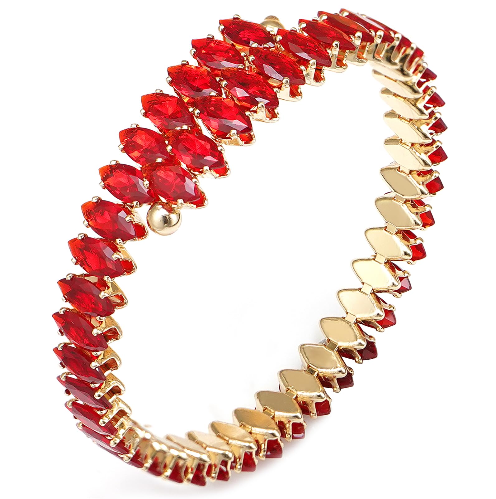 Rhinestone Cuff Bracelet Cubic Zirconia Tennis Bracelets Open Adjustable Elastic Bangle for Women
