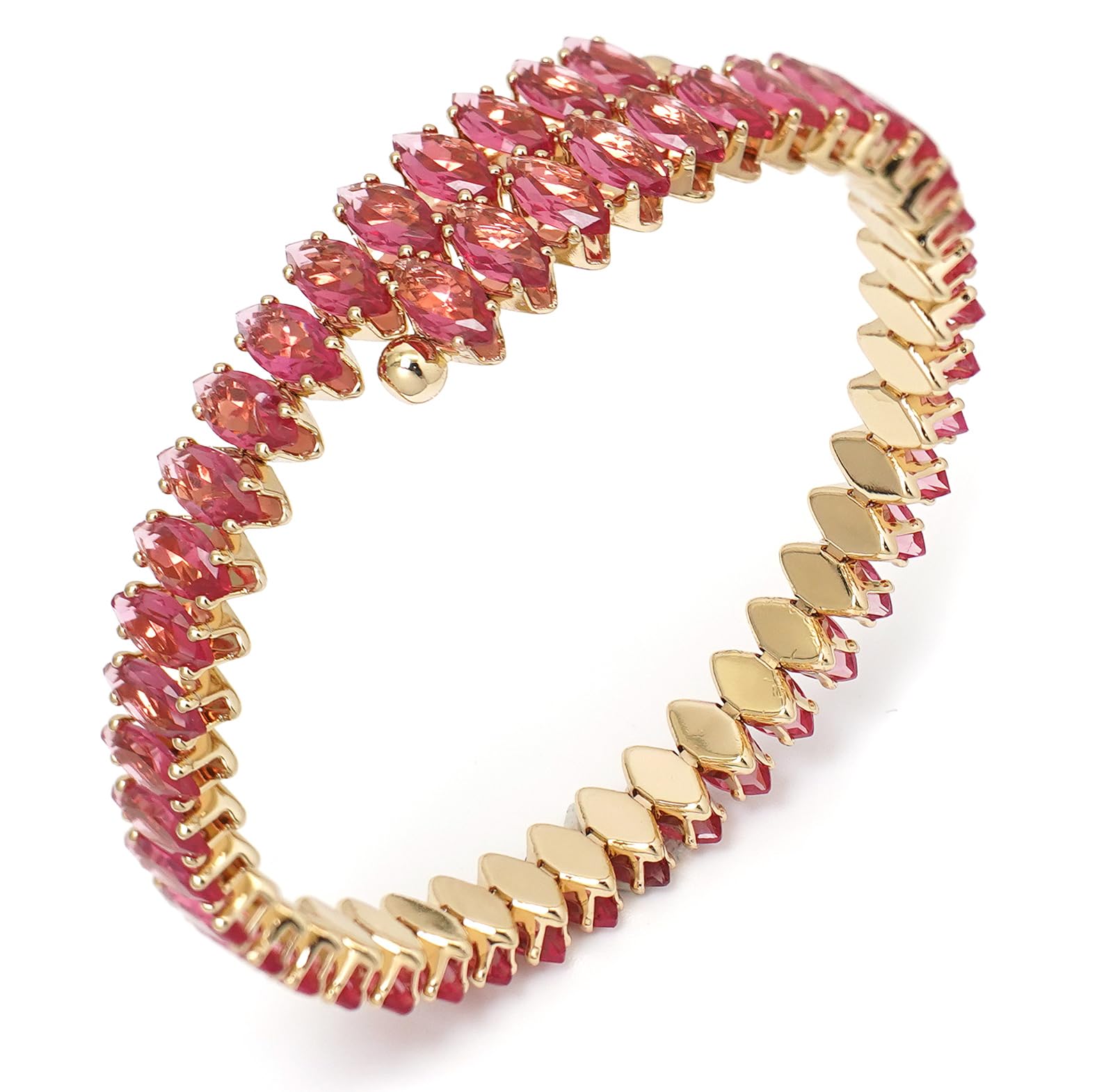 Rhinestone Cuff Bracelet Cubic Zirconia Tennis Bracelets Open Adjustable Elastic Bangle for Women