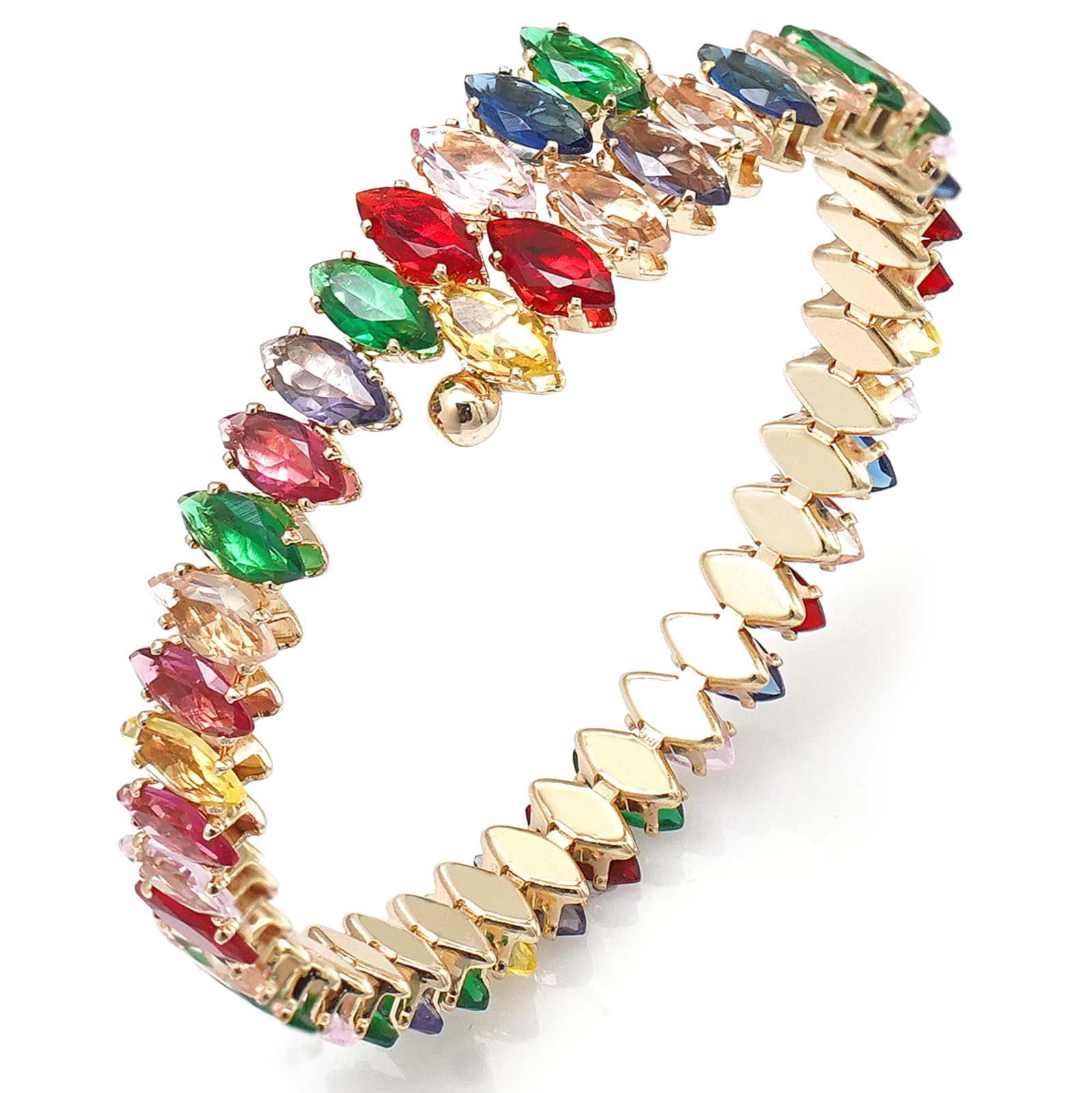 Rhinestone Cuff Bracelet Cubic Zirconia Tennis Bracelets Open Adjustable Elastic Bangle for Women