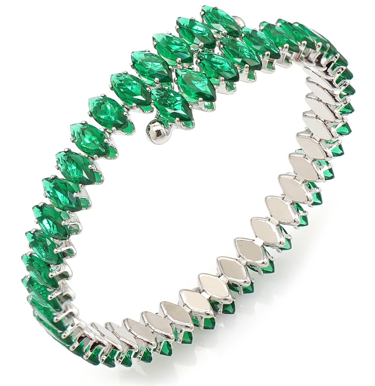 Rhinestone Cuff Bracelet Cubic Zirconia Tennis Bracelets Open Adjustable Elastic Bangle for Women