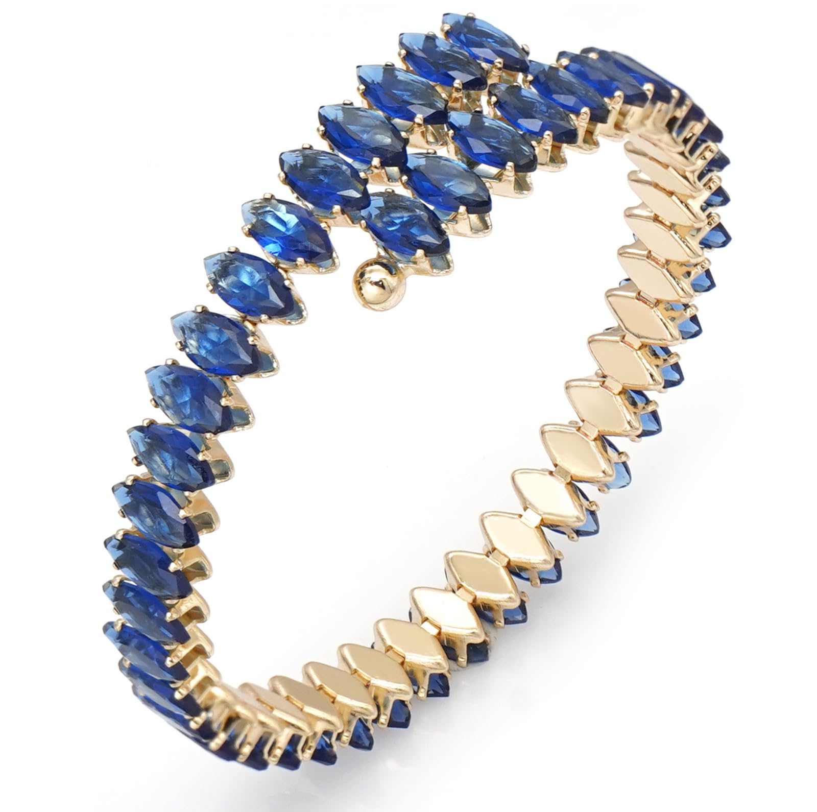 Rhinestone Cuff Bracelet Cubic Zirconia Tennis Bracelets Open Adjustable Elastic Bangle for Women