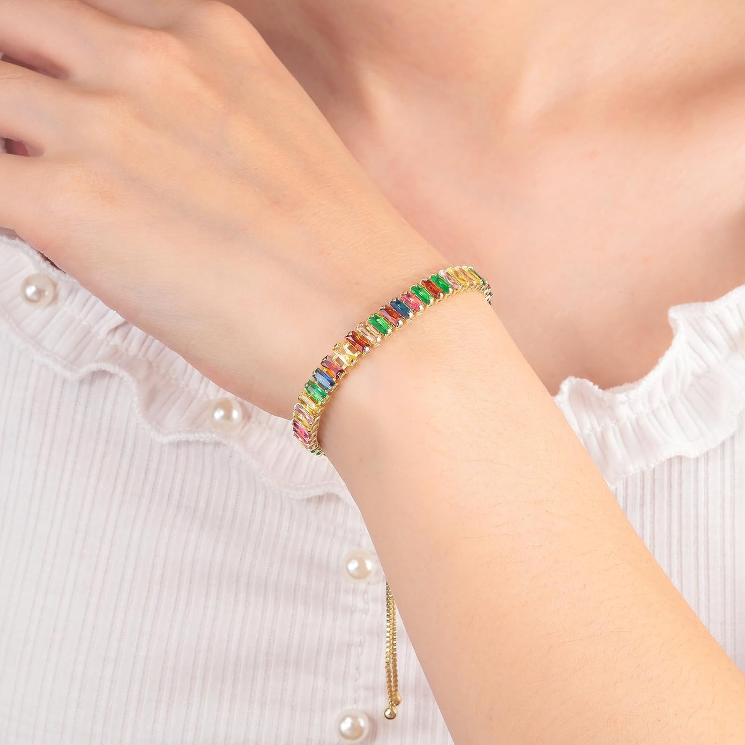 CiNily Adjustable Tennis Bracelets for Women Teen Cubic Zirconia Bracelet