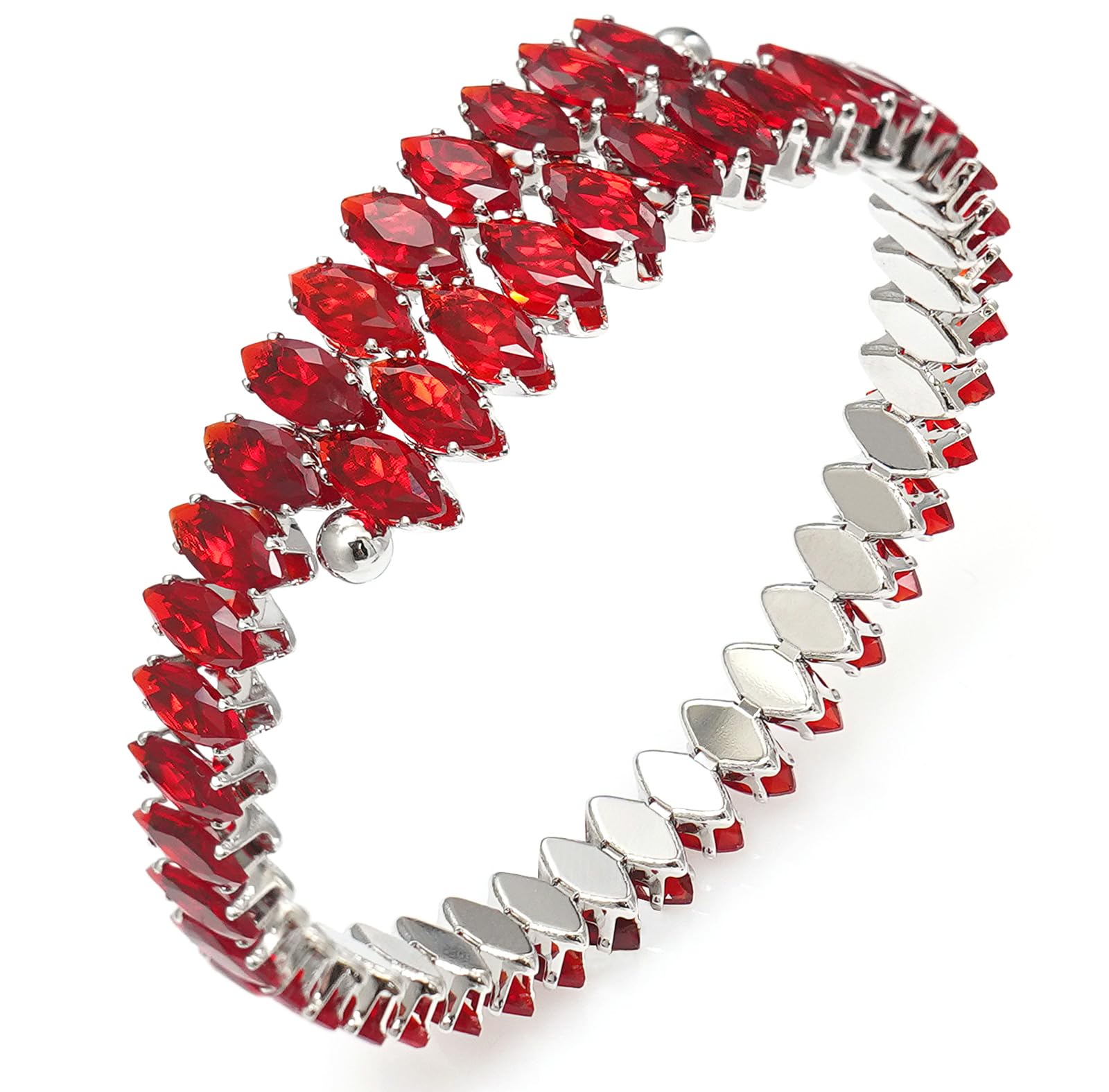 Rhinestone Cuff Bracelet Cubic Zirconia Tennis Bracelets Open Adjustable Elastic Bangle for Women