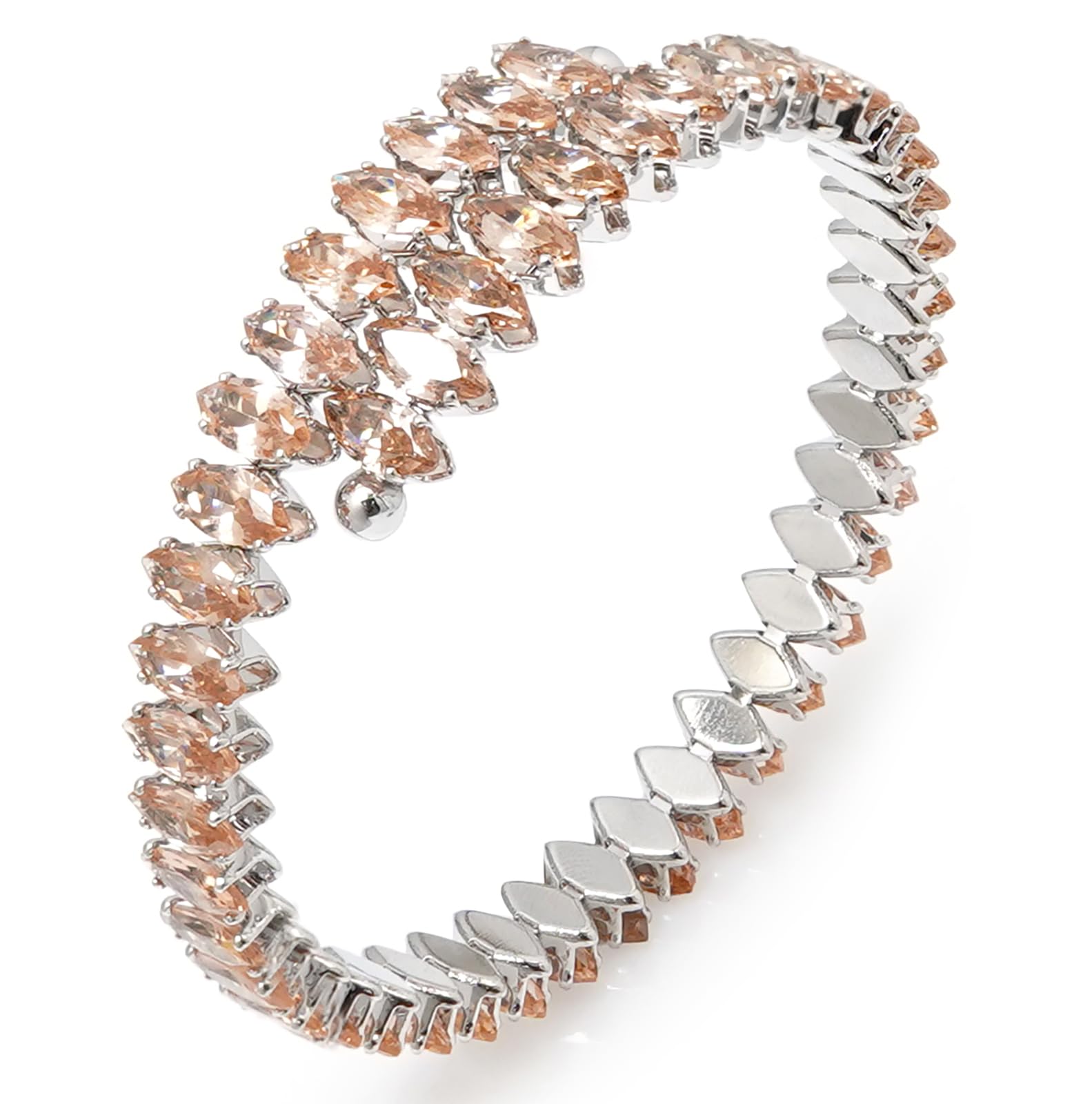 Rhinestone Cuff Bracelet Cubic Zirconia Tennis Bracelets Open Adjustable Elastic Bangle for Women