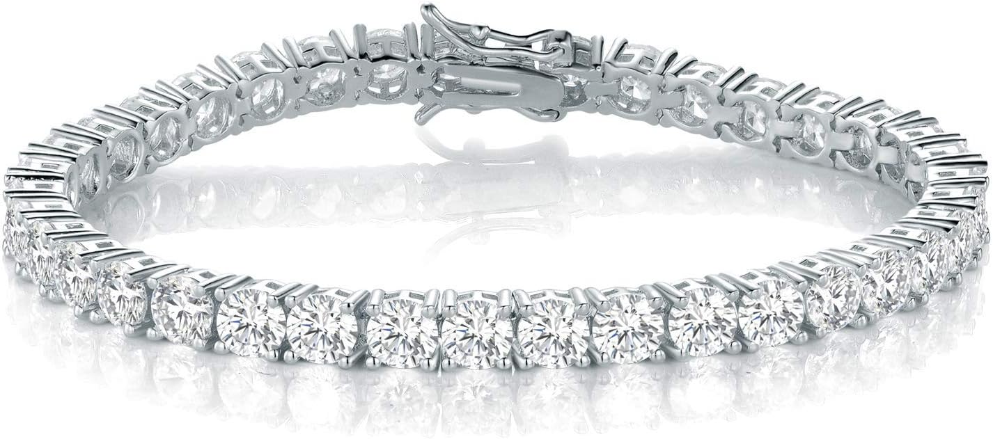 Gemsme 4.0MM Tennis Bracelets for Women - 18K White Gold Plated 4mm Round Cut Cubic Zirconia Classic Tennis Bracelet for Women/Men,Size 6/6.5/7/7.5/8/8.5 inch