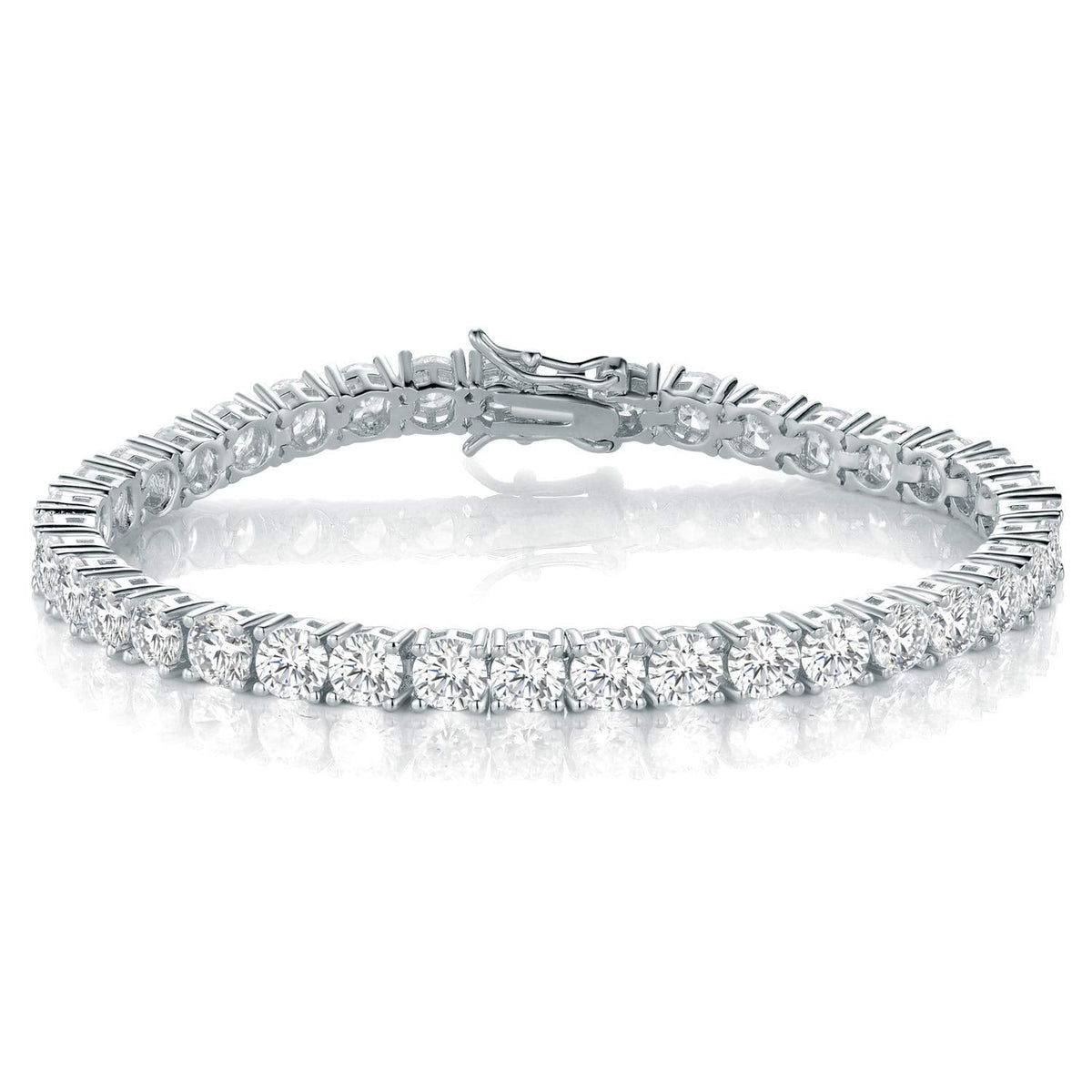 Gemsme 4.0MM Tennis Bracelets for Women - 18K White Gold Plated 4mm Round Cut Cubic Zirconia Classic Tennis Bracelet for Women/Men,Size 6/6.5/7/7.5/8/8.5 inch