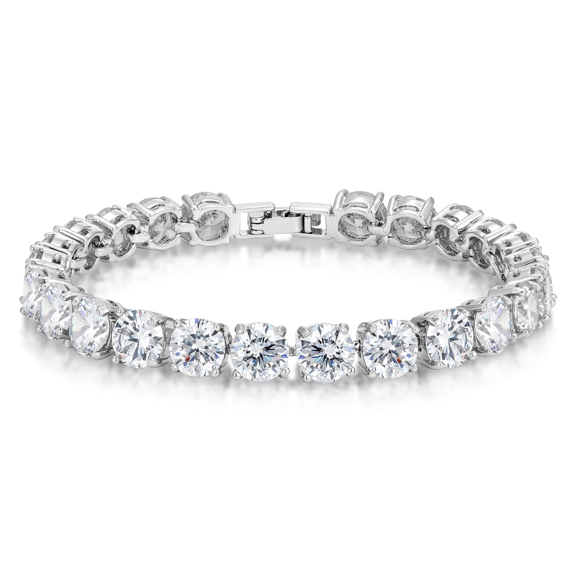 KEZEF Cubic Zirconia Tennis Bracelet for Women, 6.5 to 8 Inch