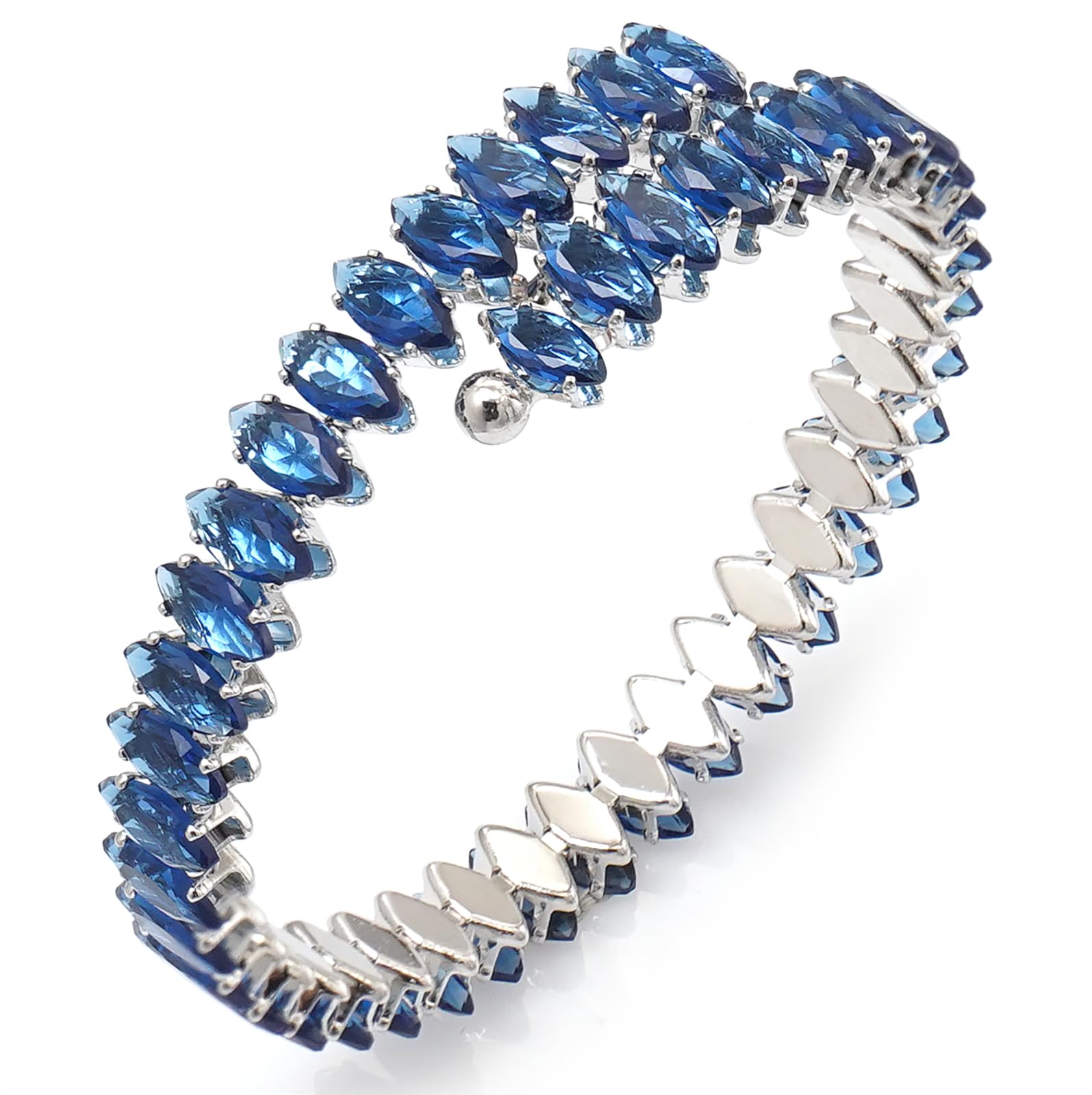 Rhinestone Cuff Bracelet Cubic Zirconia Tennis Bracelets Open Adjustable Elastic Bangle for Women
