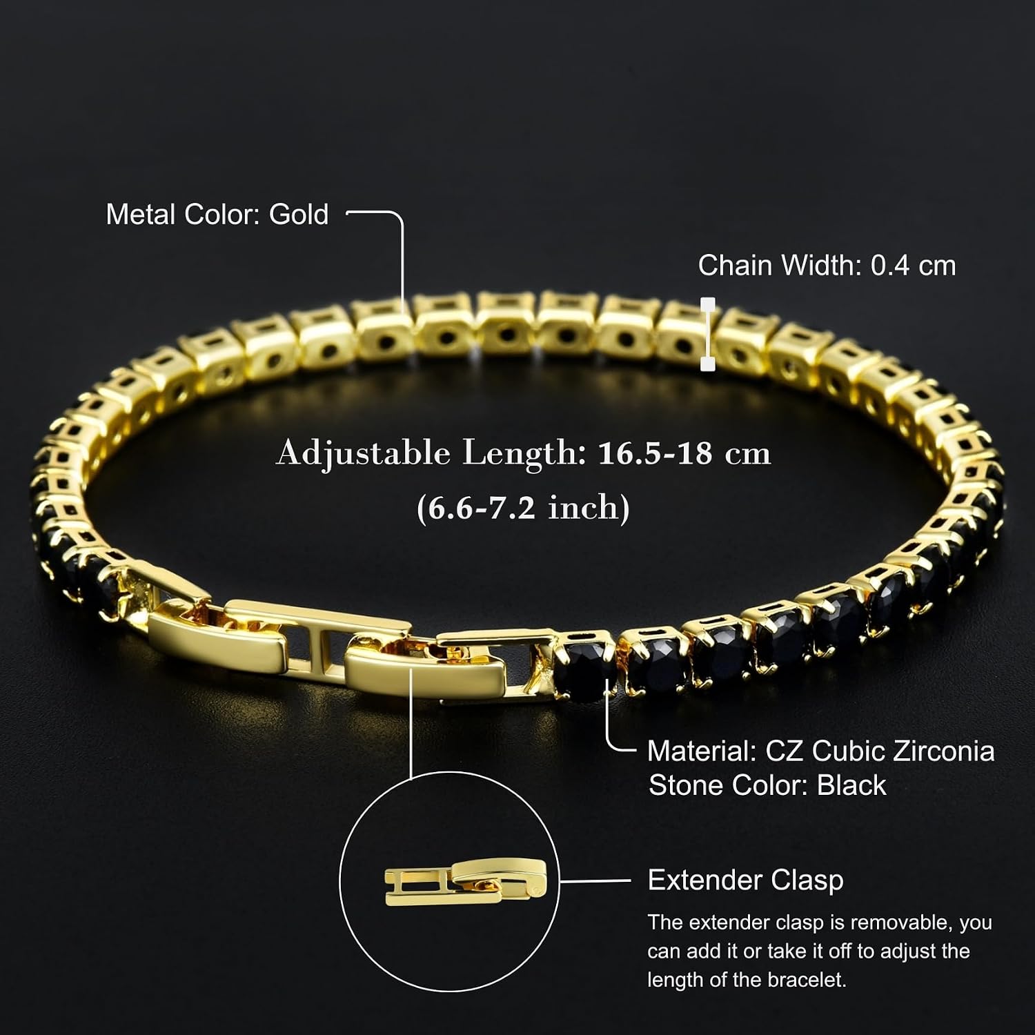 Tennis Bracelets for Women, Silver/Gold Plated 4mm Cubic Zirconia Bracelets Adjustable, Fashion Jewelry Non Tarnish Size 6.6 inch+1.5 inch Extender