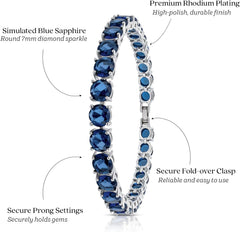 KEZEF Cubic Zirconia Tennis Bracelet for Women, 6.5 to 8 Inch
