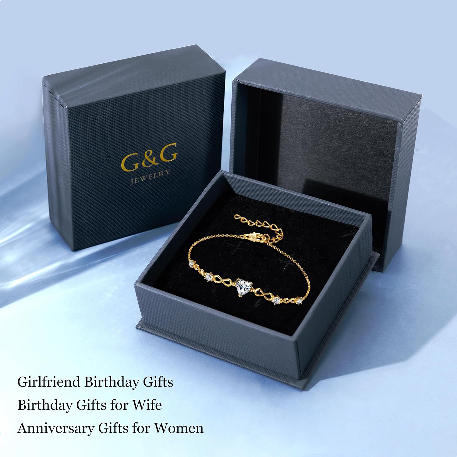 925 Sterling Silver Infinity Heart Birthstone Bracelets for Women